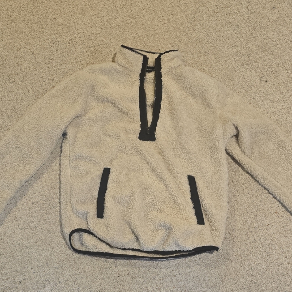 Women's Cream Zip-Up Fleece Sweater